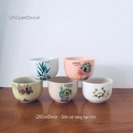 High quality Mini ceramic vase with dry glaze, many floral motifs, 6 cm high, 5 vases, makes a meani