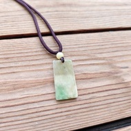 親翠 天然翡翠 冰黃加綠無事牌調整式繩鏈
