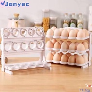 JONY1EC Eggs Storage Container, Flip-up Plastic Foldable Eggs Holder,  Beige Eggs Storage Shelf Frid