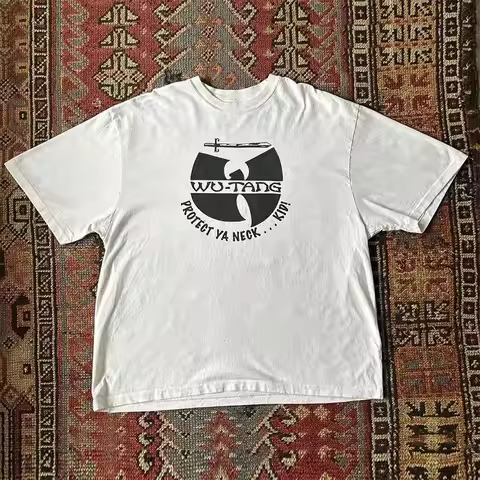 Punk Rock T Shirts Wu-Tang Clan Vintage Print Hip Hop Style Loose Fit Round Neck Short Sleeve Tee fo