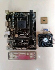 motherboard AMD FM2 DDR 3 + fan + prosesor + black fanel