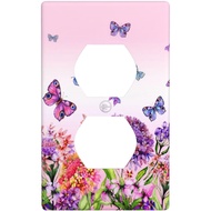 Butterfly Flower Pink Single Duplex Outlet Light Switch Plate Cover Decor Wall Plate Decorative Outl