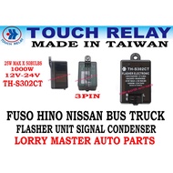 TH-S302CT 3PIN 12V/24V 1000W MAX -50BI=ULBS HEAVY DUTY TYPE FLASHER UNIT CONDENSER RELAY LORRY TRUCK