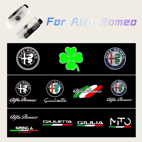 2Pcs For Alfa Romeo Ghost Shadow Door Logo Projector Welcome Light For Alfa Romeo 159 166 GT Giulia 