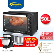 PowerPac Electric Oven 50L with Rotisserie and convection functions 2 trays and wire mesh (PPT45)