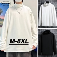 M-8XL Plus Size Turtleneck T Shirt Men Basic Plain Long Sleeve Tshirt Fat Man Big Size Top
