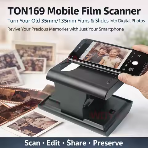 Film Scanner Mobile Film and Slide Scanner for 35 Negatives and Slides Free APP LED Backlight Foldab