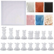 23pcs Chess Set with Silicone Molds - DIY Craft Kit for Board Games Includes Full Size 3D Pieces & R