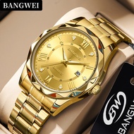 LIGE Men Watch Bangwei Luxury Quartz Watch Waterproof Stainless Steel Luminous Wristwatch