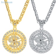 AUTU Gold Silver Plated Chain for Men for w Dollar Sign Pendant Necklace Dollar Neck