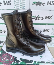 รองเท้าคอมแบทหนังแท้ (MS)💯 8กิ๊บ ความสูง 10นิ้ว ⬜กล่องขาว หนังเงา