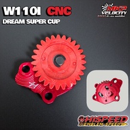 ปั้มน้ำมันเครื่องแต่ง CNC W110i/Dream Supercup แบบไม่ใส่แกนปั้ม เฟือง27T  HISPEED