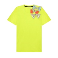 iCONiC CELLO LIME T-SHIRT #6475 เสื้อยืด สีเลม่อน โบว์3มิติ ช่วงคอ เสื้อยืดแฟชั่น  เสื้อยืดผญ เสือยื