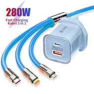 ZHIKE Pengecas Fast Charging Cable 3 In 1 USB to Type C Micro USB  iOS 1.2M Silicone With 280W Ice C