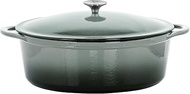 MegaChef 7 Quarts Oval Enameled Cast Iron Casserole in Gray