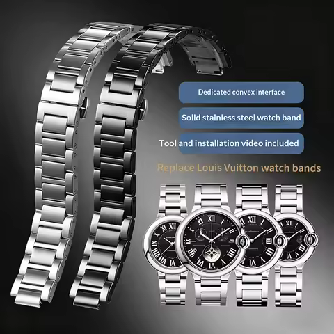 12MM convex stainless steel bracelet for LouisVuitton LV TAMBOUR IN BLACK Cartie-r Blue Balloon Repl
