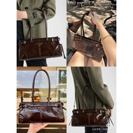 Oil Wax Leather Underarm Bag Handbag Bordeaux Red Family Portrait Underarm Bag Handbag Bordeaux Red 