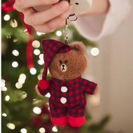 Pajama Kigurumi Key Ring CHECK (HUG BROWN) Brown