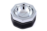 Buddha Smoking Accessories Stainless Steel Ashtray, Sliver Faux Leather Ashtray With White Stitch...