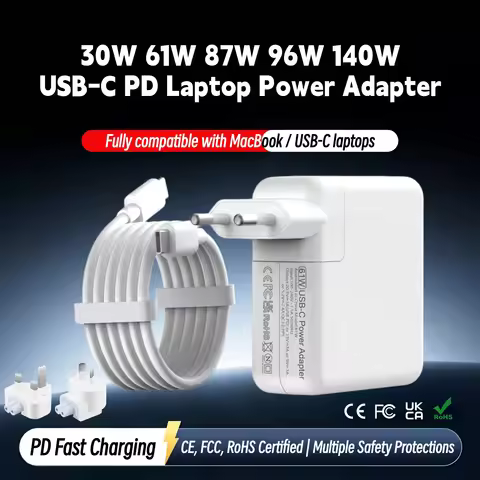 30W 61W 87W 96W 140W USB-C PD Power Adapter, Fast Charger Compatible with MacBook Air Pro M1 M2 M3 M