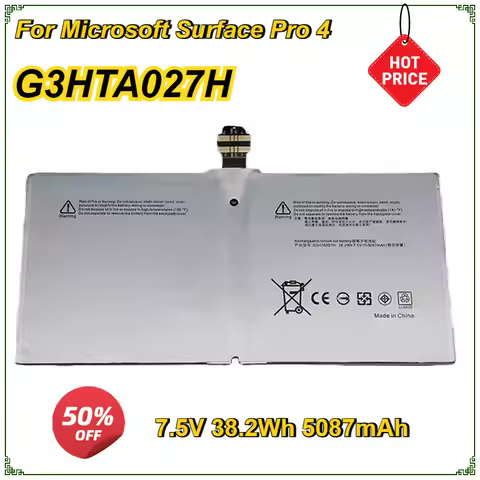 New G3HTA027H DYNR01 Laptop Battery for Microsoft Surface Pro 4 1724 12.3" Tablet 7.5V 5087mAh 38.2W