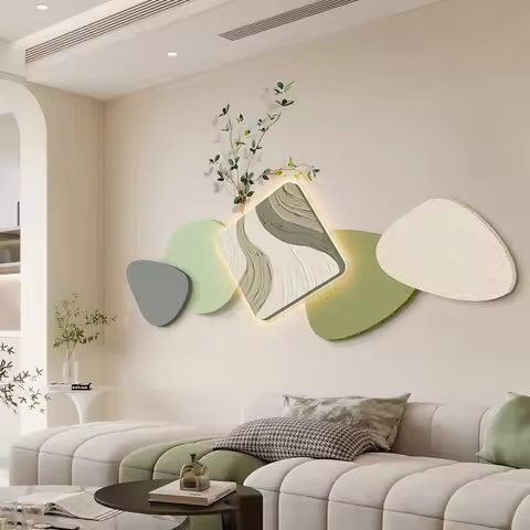 The LED Clock Is Used to Display the 2025 New Model of Living Room Decorative Paintings in a Green C