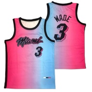 IMPORTED EMBROIDERED MIAMI HEAT 3 DWYANE WADE VICE VERSA BASKETBALL JERSEY PINK CITY EDITIONbiru