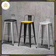 Steel bar stool เก้าอี้บาร์ เก้าอี้บาร์เหล็ก เก้าอี้สตูล ทรงสูง พร้อมพนักพิง ที่นั่ง เก้าอี้คาเฟ่ เก้าอี้วางซ้อนได้ รับน้ำหนัก150-200 kg ทันสมัย