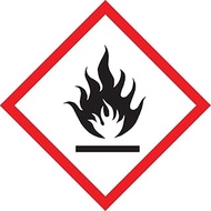Accuform LZH621EV2 GHS Pictogram Label, FLAME", Adhesive-Poly, 4" Length x 4" Width, Red/Black on Wh
