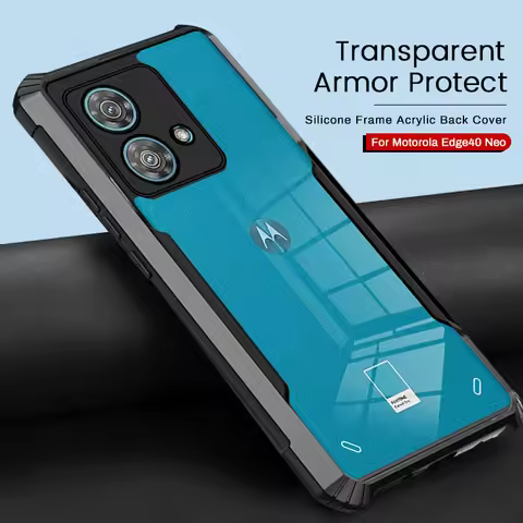 For Motorola Edge 40 Neo 5G Case Clear Acrylic TPU Soft Frame Back Cover Moto Edge40Neo Edge40 Neo 4