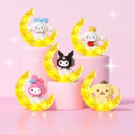 Sanrio Lighting Moon Building Bricks with String Lights Cute Block Toy Eductional Toys Gift Desktop 