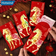 HW 2026 New Year Glitter Paper Red Packet Cartoon Horse Red Envelope Blessing Lucky Money Red Envelo