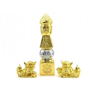 Five Element Feng Shui Pagoda with Fu Dogs - Wu Wang, Five Misfortune Star, #5 Star Cure, Protection