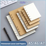FKILLA 80Sheets Notebook Refill Paper, Kraft Paper Horizontal Line/Blank Loose Leaf Paper, Durable A