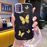 Samsung A02S A03S M02S F02S Case Yellow Butterfly Case With Lanyard