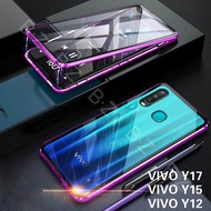 สำหรับVIVO Y17 / VIVO Y15 / VIVO Y12 กรณีแม่เหล็ก 360 ด้านหน้า + กลับสองด้าน 9Hกระจกนิรภัยกรณีสำหรับ