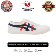 Warrior Dragon Fly Alpha White Navy Men's Casual Canvas Shoes Wanita Original