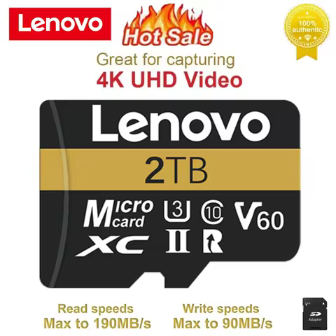 Lenovo 2TB SD Card UHS-II V90 1TB Memory Card 512GB 128GB Micro TF SD UHS-I Class 10 for Camera & Dr
