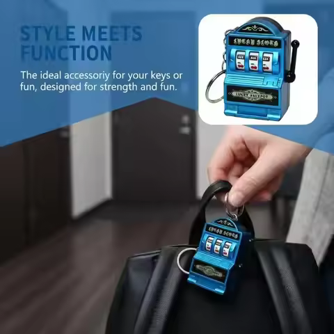 Mini Slot Machine Stress Relief Keychain Fruit Machine Keychain Funny Bag Pendant Las Vegas 777 Retr