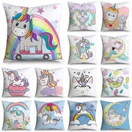 Single-sided printing cute unicorn pattern polyester cushion cover home decoration sofa Sarung Bantal car pillowcase