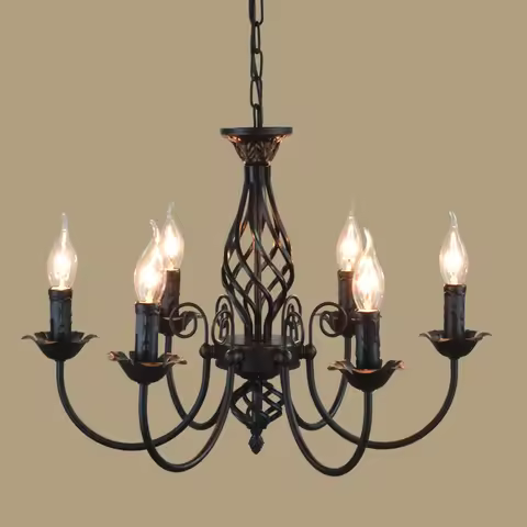 Retro Industrial Chandelier Light 3/4/5/6 heads European Wrought Iron Lamps For Living Room Bar Rest