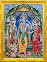 shri Ram darbar ram sita with laxman and hanuman ji Giving blessing Poster Puja room temple Wall Dec