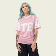 Summer New Speed T8 Print T-Shirt For Women V-Neck Patchwork Short Sleeve Sports Football Jersey Y2K