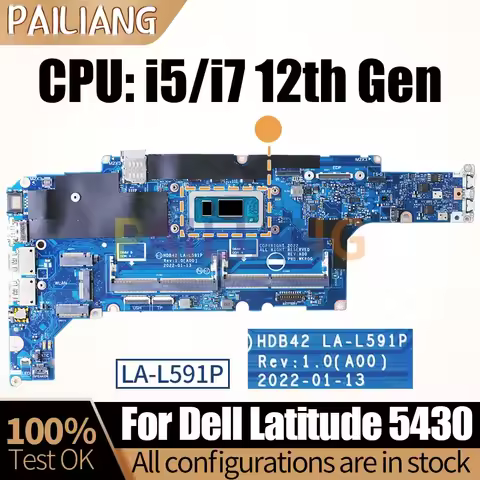 LA-L591P For Dell Latitude 5430 Notebook Mainboard 03G0RF 0260KT Core i3 i5 i7-12th Gen Laptop Mothe