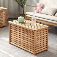 D-H Solid Wood Large Side Table Bed &amp; Breakfast with Cloth Bag Storage Coffee Table Outdoor Wooden Box Can Sit Flip Stor