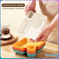 AF Dumpling Plate WithSauce Separator Creative TablewareKitchen Dishes Square Tray ServingPlates 1Pc