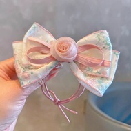 Pink Fresh Rose Hair Tie Bow Hair Tie Female Temperament Sweet Small Floral Bow Hair Tie Fashion Hai