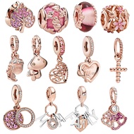 New 925 Sterling Silver 2023 Acquire Charm Flower Pink Love Cross Mushroom series Charm Beads Women 