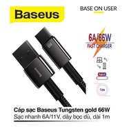 Cáp sạc nhanh 66W Baseus Tungsten Gold Type-C dây dù chống rối tốc độ truyền 480Mbps cho Andro