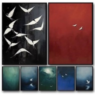 Surrealist Sky Egret Canvas Poster Vintage Flying Bird Wall Art Surrealism Home Decor